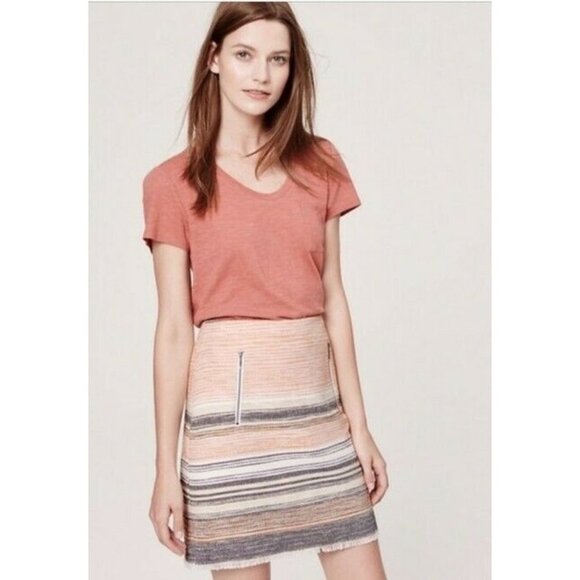 Ann Taylor Loft Womens Skirt Size 4 Tweed Fringe - Picture 4 of 12